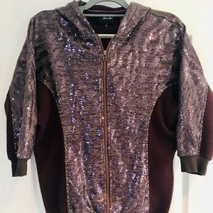 3/4 sleeve zip up hoodie